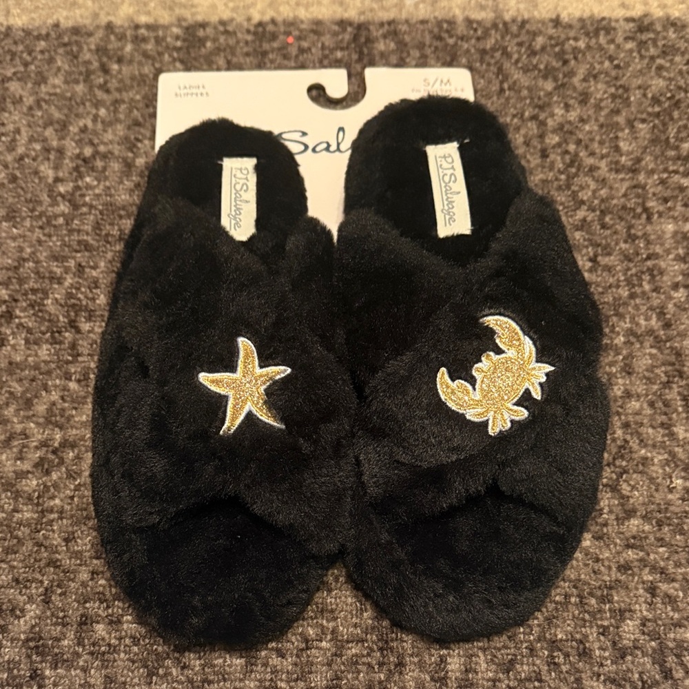 PJ Salvage Gold Starfish/Crab Open Toe Slippers  S/M